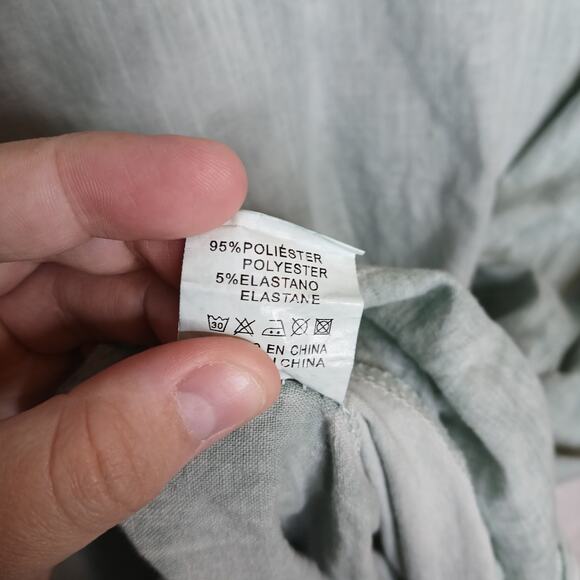 Bai Li Pastel Green Eyelet Embroidered Oversize Dress Womens L/XL Lagenlook Boho - Picture 7 of 14